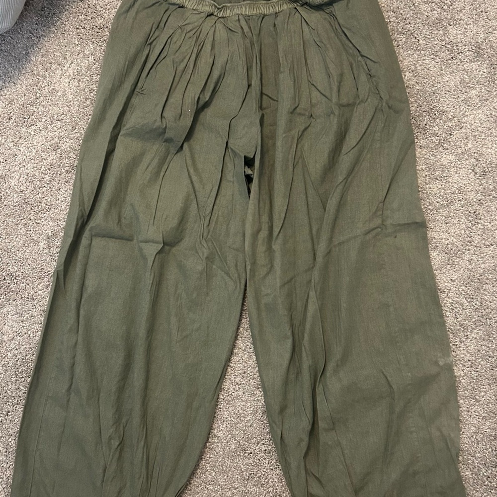 Free People Olive Green Relaxed Drawstring Joggers